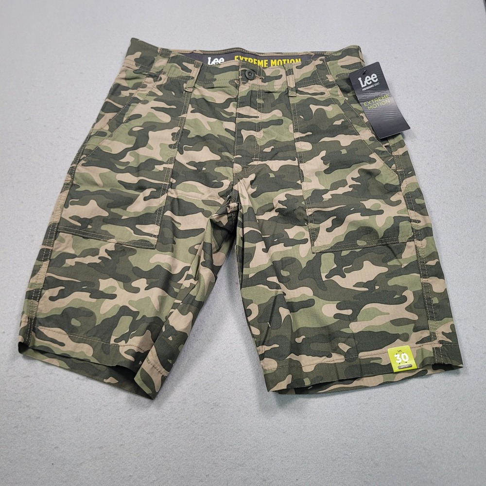Lee Extreme Motion Performance Series Brown‎ Camo Cargo Shorts Mens 30 112314449